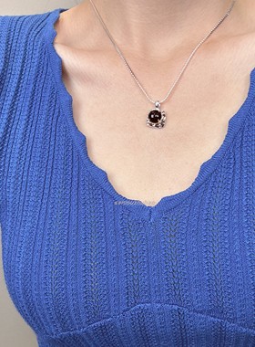 纯银镀金铜镀金黑玛瑙白水晶项链