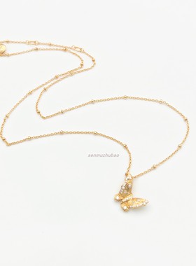 轻珠宝 直播货源镶钻蝴蝶吊坠清新甜美优雅减龄ins风文艺项链耳环