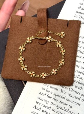 欧美风轻奢925纯银设计感高级感十字架红钻手链时尚百搭个性手链