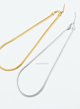 秦岚同款扁蛇骨链锁骨链男女高级小众轻奢纯银镀金百搭素链颈链