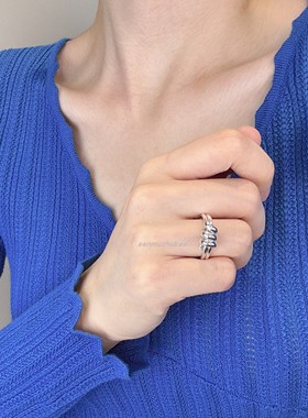 925纯银ins几何造型不规则戒指