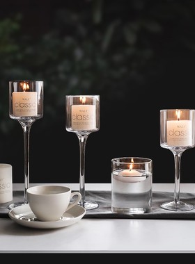 玻璃烛台欧式浪漫光晚餐高