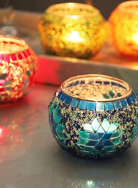 跨境4件套圣诞烛台雪花圆