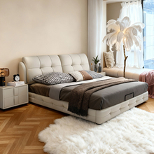 政府补贴真皮床主卧室现代简约高端大气1米8双人1米5实木储物大床