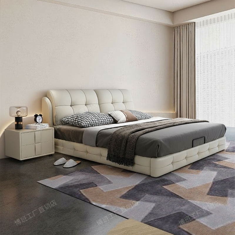 主卧现代简约皮床储物双人大床
