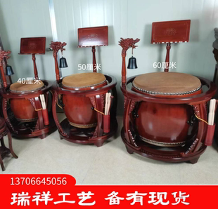 寺院黄牛皮鼓高档毛皮铃鼓寺庙帝钟铃鼓台湾牛皮鼓