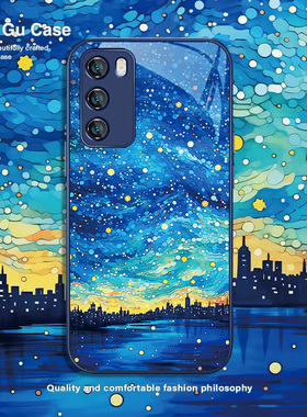油画梵高星空手机壳适用华为mate60pro新款nvoa11/12蓝色pura70荣耀200高级感x50小众magic6金属漆玻璃90艺术