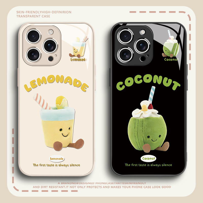 毛绒椰子果汁情侣新款手机壳