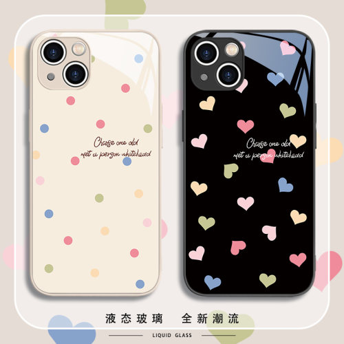 韩系ins爱心玻璃玻璃手机壳