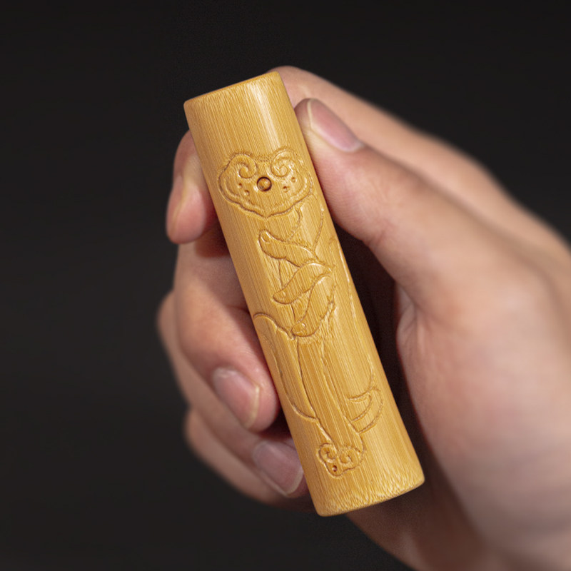 实心竹如意把件实心玉竹把玩件盘玩竹子手把件文玩玉竹手玩把件男