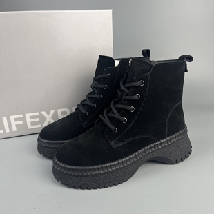 外贸尾货出口俄罗斯女牛皮冬季保暖雪地靴厚底增高加绒防泼水棉鞋