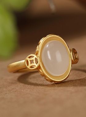 复古风招财进宝开口可调节女戒指