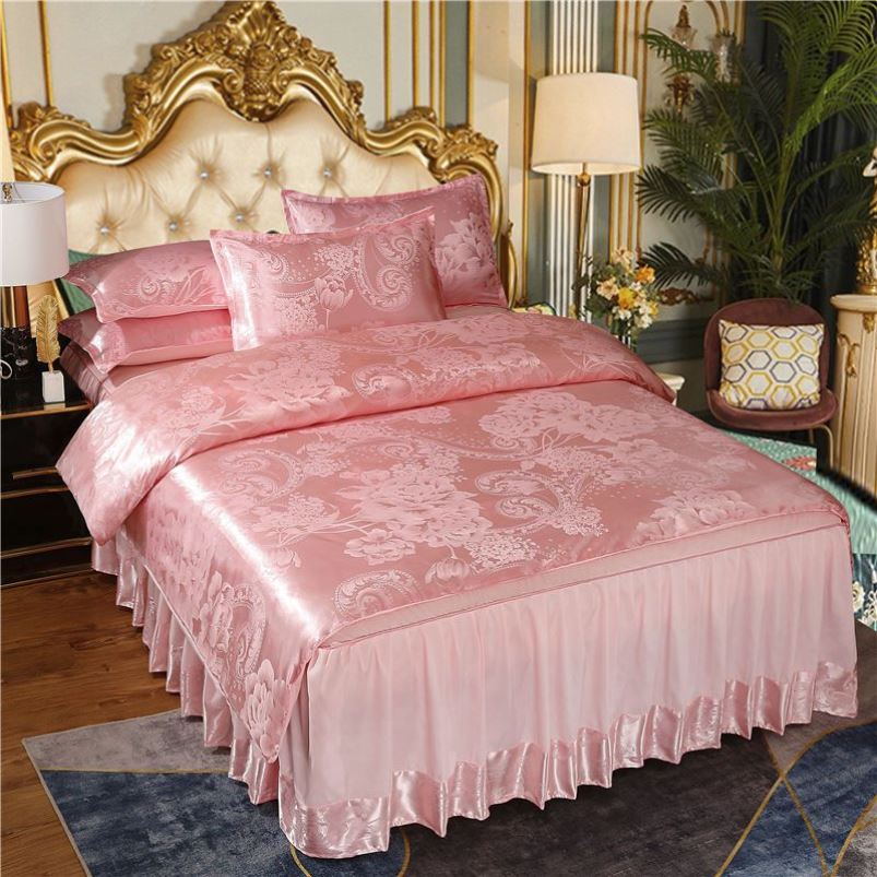 欧式提花四件套1.5m1.8米2.0床上用品婚庆被套床单双人床裙4件套
