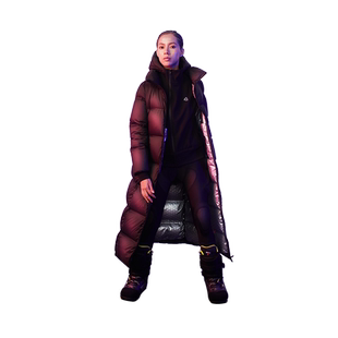 OF THE ESSENCE鹅绒3合1内搭防风连帽马甲羽绒服女极长到脚踝轻