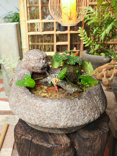 中式 饰品 招财流水摆件貔貅喷泉造景鱼池茶室桌面循环水景观客厅装