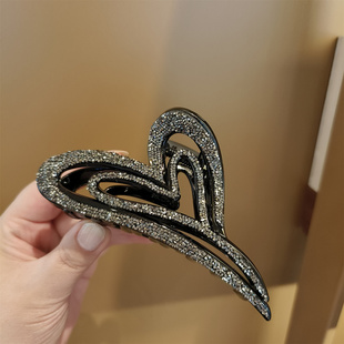 满钻爱心发夹大号抓夹鲨鱼夹亮晶晶水钻盘发发卡气质顶夹精致发抓