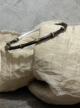 925纯银简约细条紫竹手镯手工定制纯色显白简约设计时尚百搭饰品