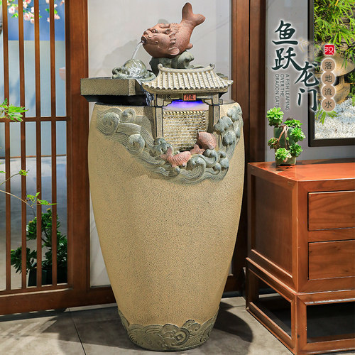 汉韵堂新中式落地流水摆件室内家居客厅办公室装饰循环水景观喷泉