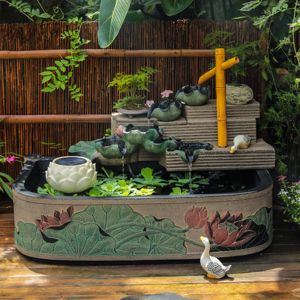 汉韵堂庭院花园鱼池造景新中式流水器喷泉水景观露台流水装饰摆件