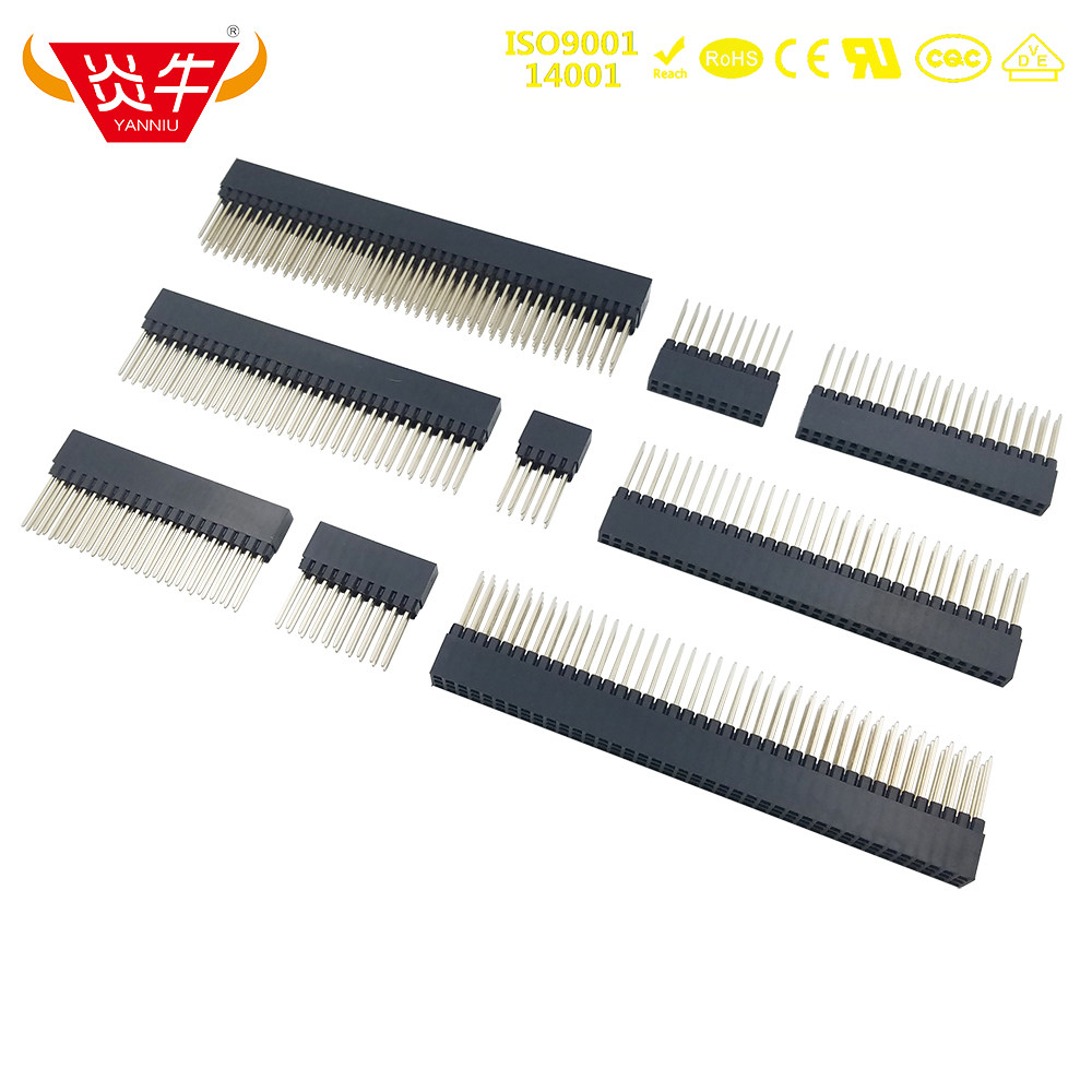 2.54mm长款PC104母座10P-120P长针排母插座镀金耐高温进口弹片