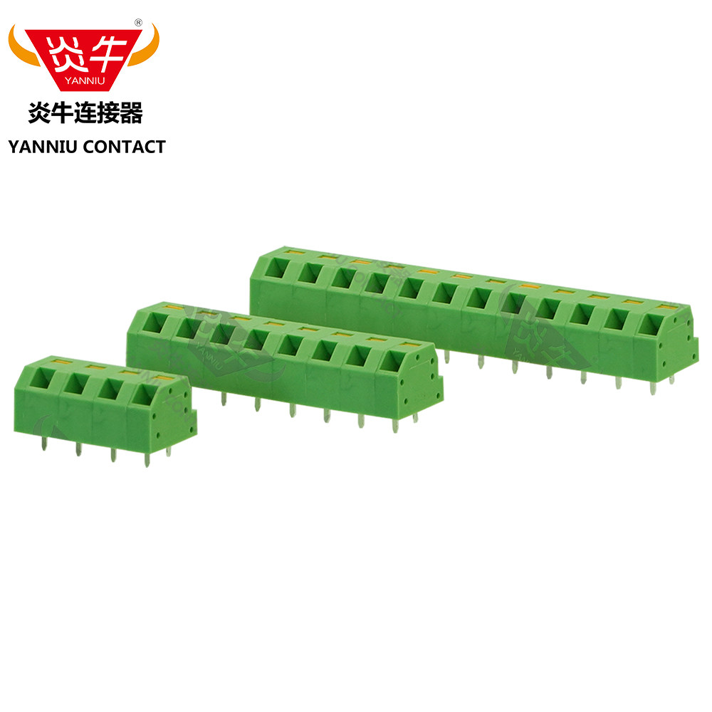 5.0mm炎牛连接器免螺丝弹簧式PCB接线端子YN238/KF238/SPTAF1-2