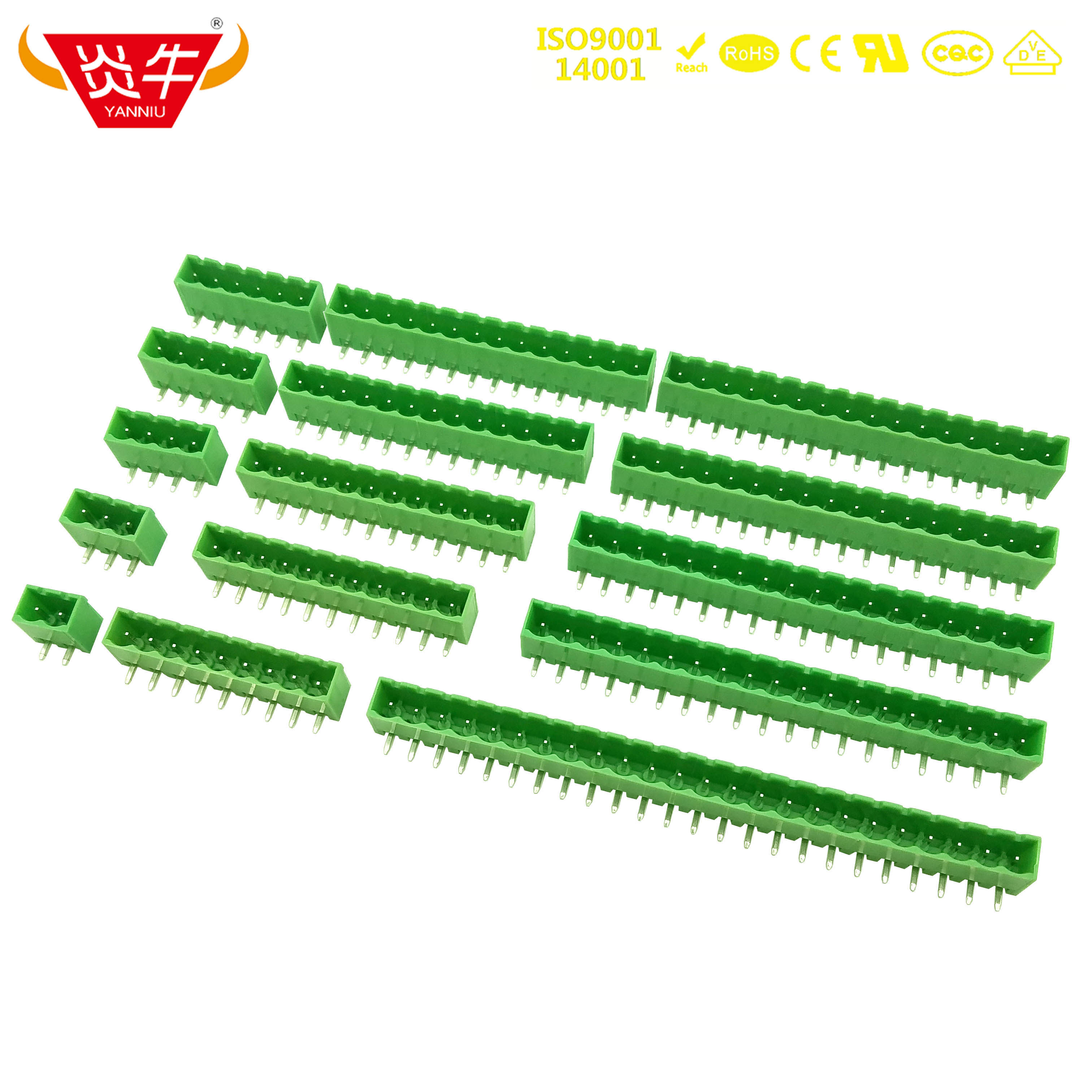 5.0mm插拔式PCB接线端子台KF2EDGRC/MSTBA2.5-G凤凰接线柱接线排