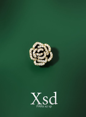 黑色玫瑰花胸针小号精致防走光扣开衫固定装饰胸花时尚百搭高级感