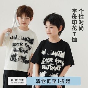 全棉中大童夏裝 oddtails男童字母印花純棉t恤2025新款 夏季 兒童裝