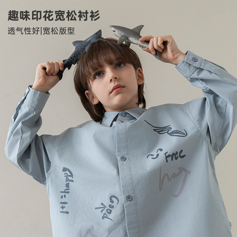 oddtails春季字母印花纯棉衬衫图片
