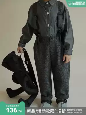 oddtails boys Western style loose baby bag pants 2021 spring and autumn new children's fashion simple warm pants
