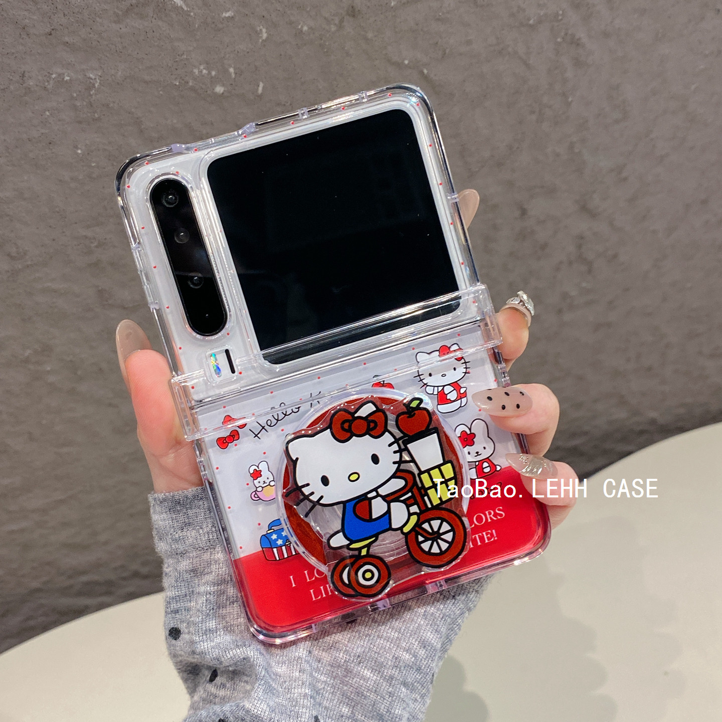 ins可爱波点苹果kitty适用华为purax折叠屏手机壳新款小米mixflip2磁吸支架pocket2铰链全包三星zflip6/7FE女