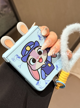 立体卡通耳朵适用华为pocket2手机壳新款Purax典藏版肤感全包铰链小米mixflip2折叠屏三星zflip6/7毛绒手提女