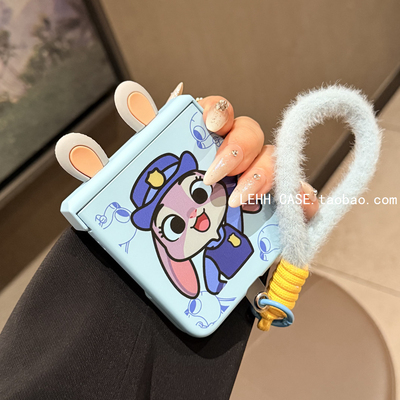 立体卡通耳朵适用华为pocket2手机壳新款Purax典藏版肤感全包铰链小米mixflip2折叠屏三星zflip6/7毛绒手提女