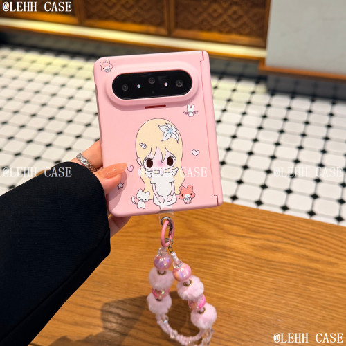 野有上秋女孩适用小米18Fold手机壳MateX7/PuraXMax日系卡通动漫iPhoneDuo磁吸中轴三星ZFold8磨砂肤感手提链