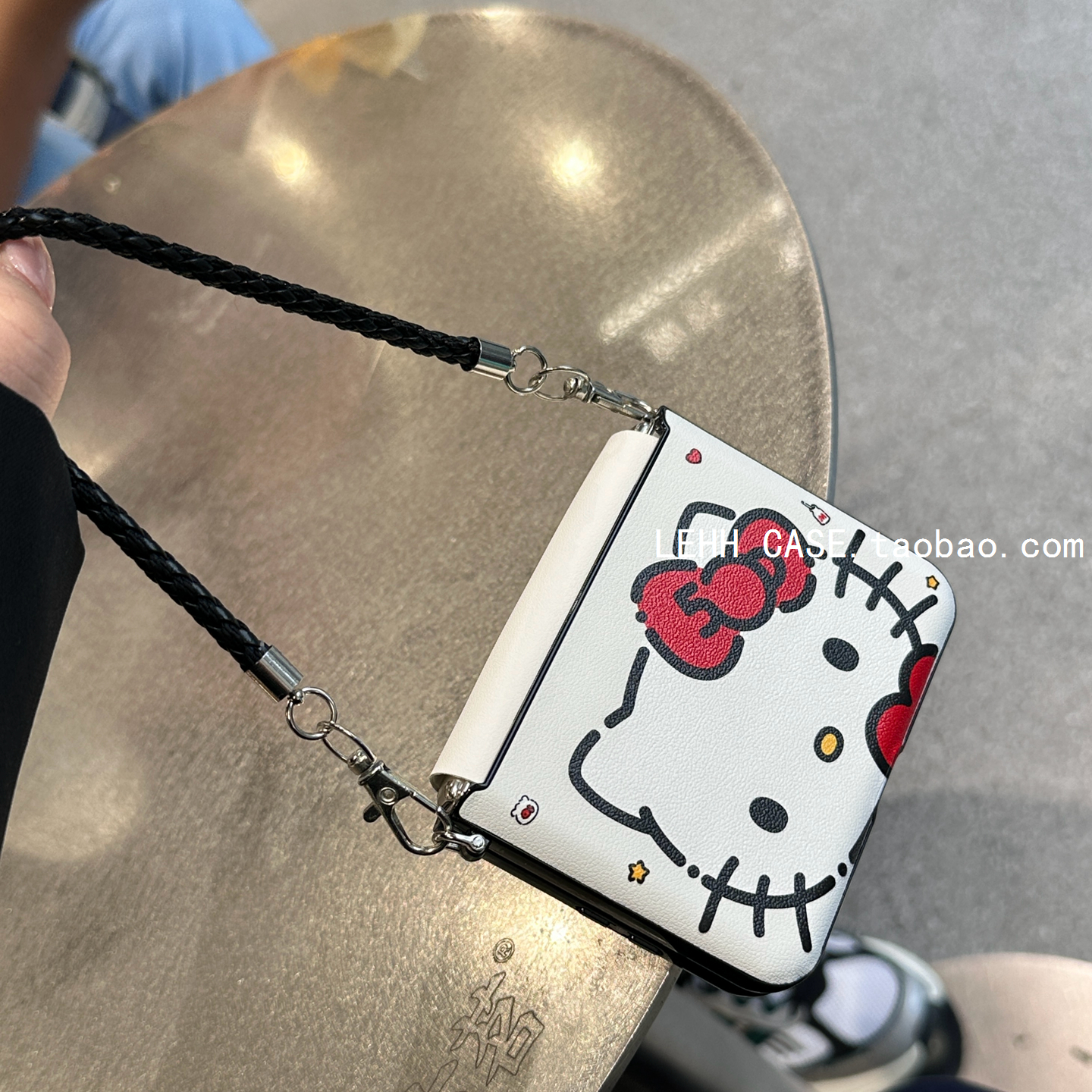 大头线条KT适用华为purax手机壳新款小米mixflip2折叠屏pocket2全包外壳三星zflip6/7FE可爱女荣耀v手提绳