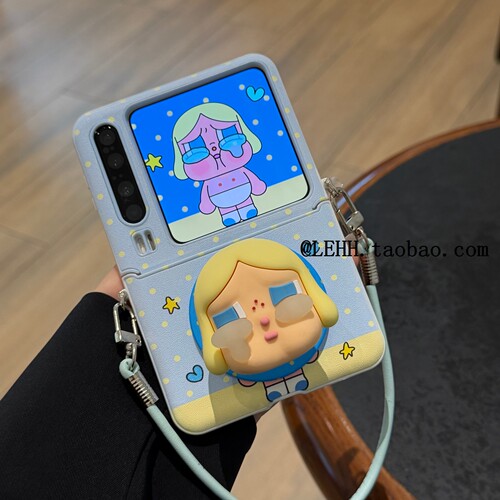 可爱立体哭娃磁吸支架适用华为puraX手机壳新款小米mixflip2折叠屏pocket2铰链全包三星zflip7/6卡通女荣耀v
