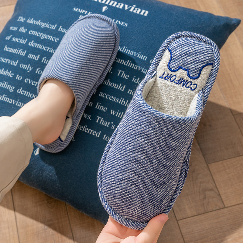 亚麻拖鞋女士春秋四季家居家用防滑室内棉麻布冬季情侣厚底拖鞋男