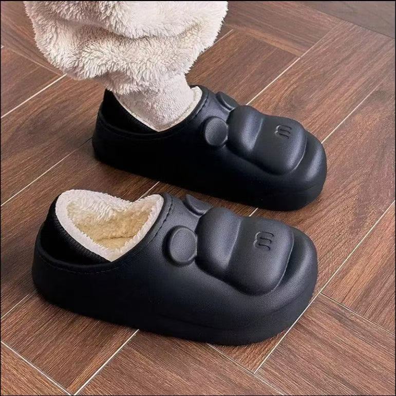 棉拖鞋女秋冬季包头保暖毛毛绒加厚软底防滑踩屎感情侣居家拖鞋男