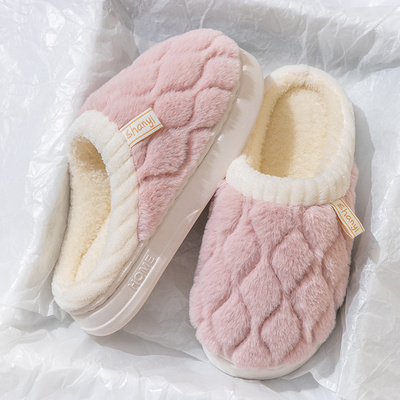 棉拖鞋女士冬季2025新款室内家居家用保暖加绒毛毛情侣厚底春秋男