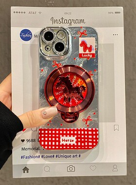 2026旋转小马支架适用oppoa6max手机壳a6gt卡通a6i红色a5pro波点a3x马年a2m新年a53s本命年a32a72女a97a58a16