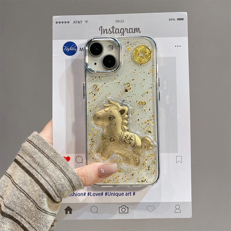 手机壳滴胶金箔2026马年马上发财