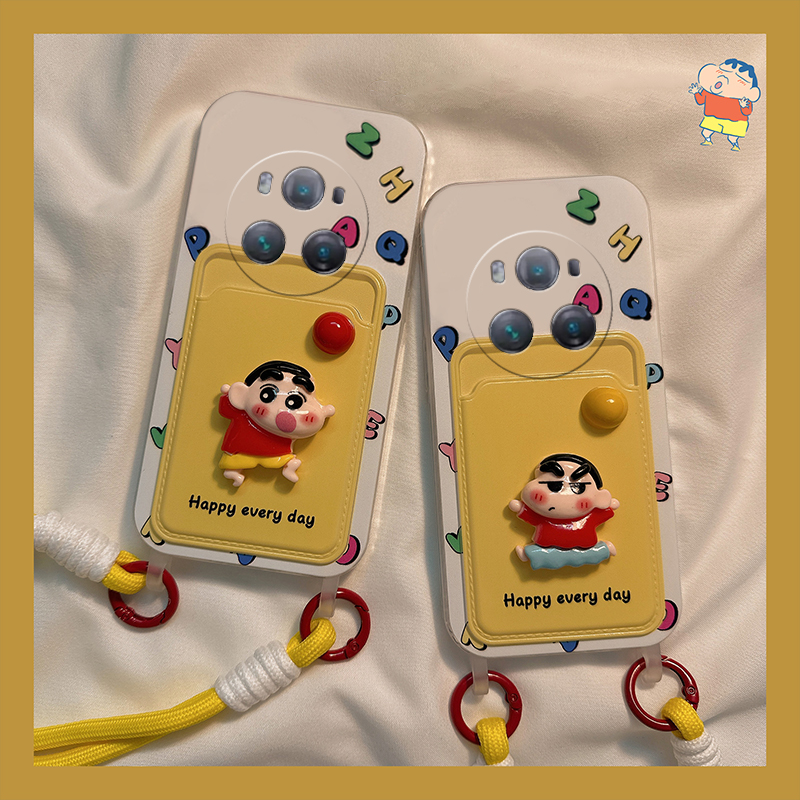 手机壳硅胶卡通立体蜡笔小新卡包带手链挂链