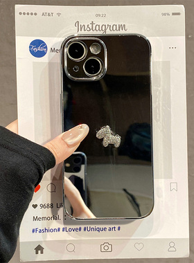 卡通水钻小马适用vivoiqooneo11手机壳iqooneo10pro银色9por电镀8镜面7se新年5s马年z1立体855简约6十vivo女p