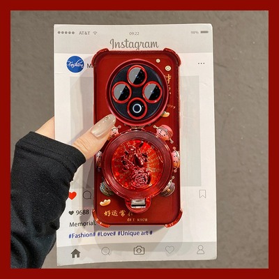 手机壳新年财神爷旋转葫芦支架