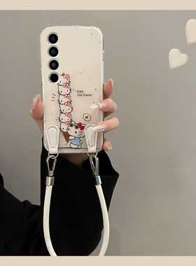 适用魅族22手机壳22pro可斜挎22mini卡通KT猫21带手绳21por挂绳21note可爱凯蒂猫白色meizu新款网红硅胶软壳p
