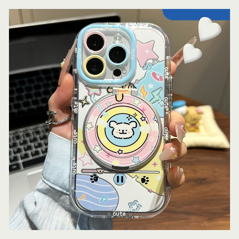 手机壳卡通趣味线条小狗带360磁吸旋转支架