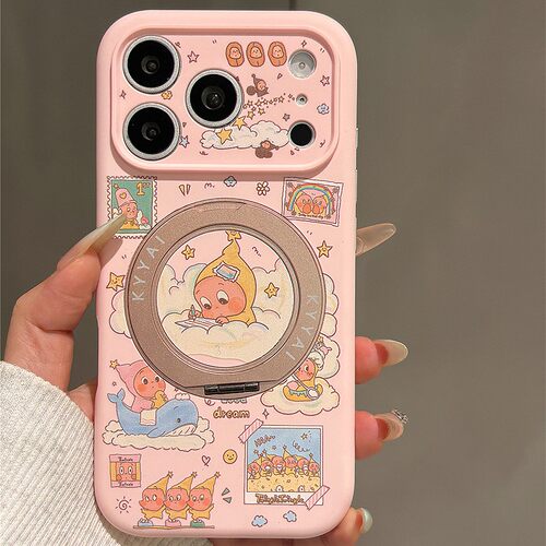 卡通星星人适用苹果17pro手机壳opporeno16液态vivos60华为pura90硅胶荣耀600旋转nova15磁吸红米k70支架镂空