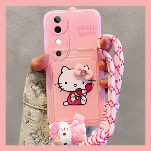 适用vivos19手机壳s19pro立体s18蝴蝶结s16凯蒂猫s15卡套s7e插卡s9卡包s17一体t1手腕s10手提s12粉色s7t女s1