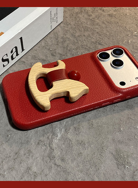 木质木马指环适用opporeno15pro手机壳reno14卡通reon13立体12小马11带10挂绳9新年8红色7se皮纹6十oppo/0pp0