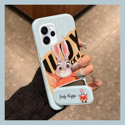 疯狂动物城适用opporeno15pro手机壳reno14卡通reon13情侣12朱迪11尼克10带9镜子8支架7se仿皮6十oppo皮纹女p